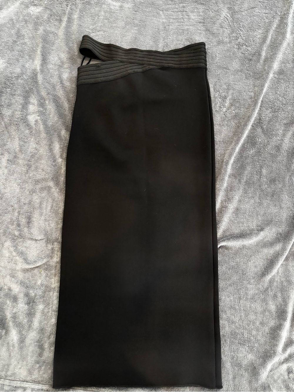 Zara Black Strech Maxi Pencil Skirt with Ribbed Waistband Sise S